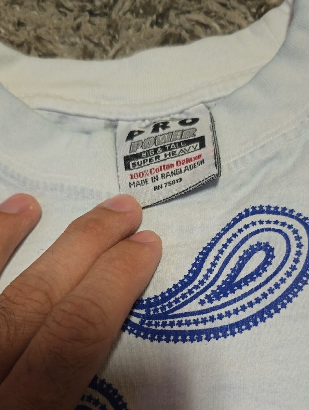 White Short-Sleeve Paisley Print Tee in Blue - Picture 3 of 5